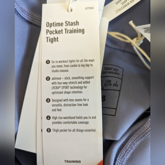 ADIDAS Optime Training Leggings, 7/8 Length, Silver Violet, NWT! XL - Picture 6 of 10